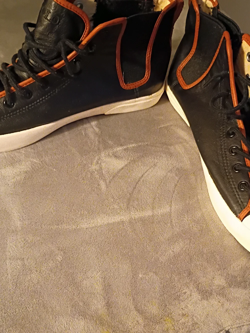 Men's  Polo Chealsea Black High-Top Sneakers with Brown Trim